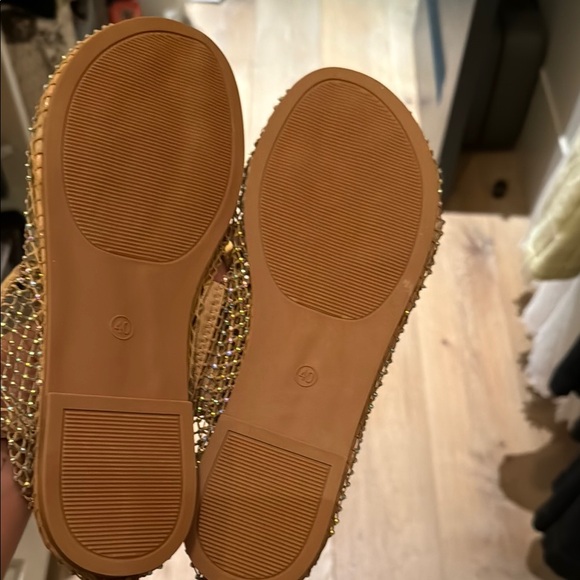 Gold Rhinestone Mesh Sandals - Picture 2 of 4